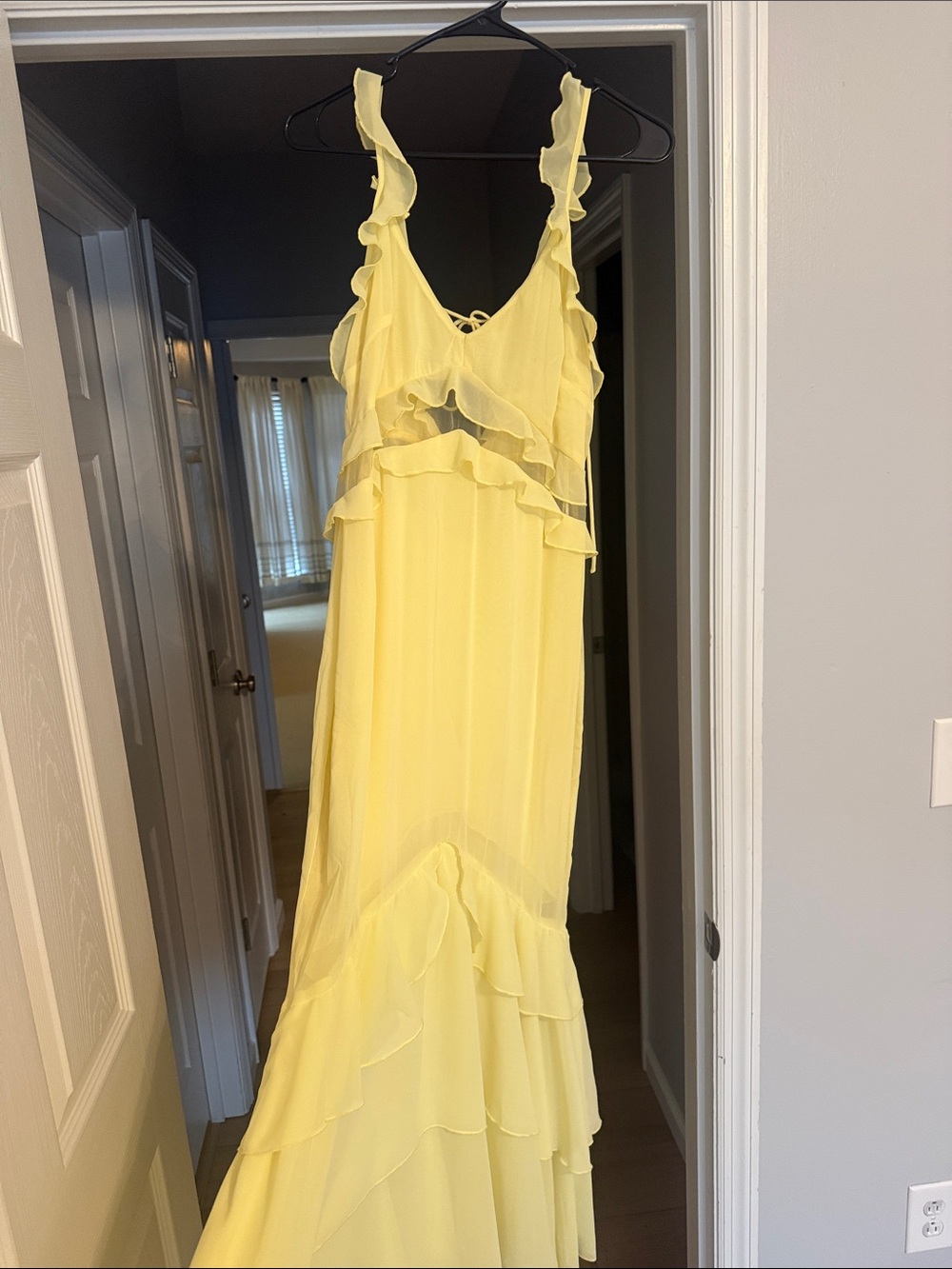 Hello Molly Pale Yellow Ruffle Midi Dress - Picture 6 of 6